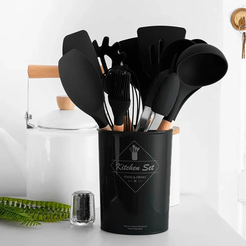 Juego de utensilios premium de 12 piezas resistentes a rayones 