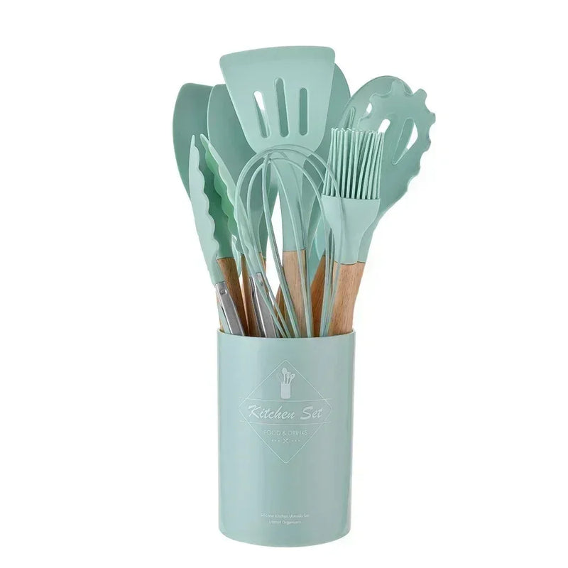 Juego de utensilios premium de 12 piezas resistentes a rayones 