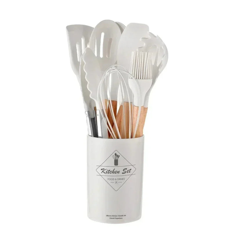 Juego de utensilios premium de 12 piezas resistentes a rayones 